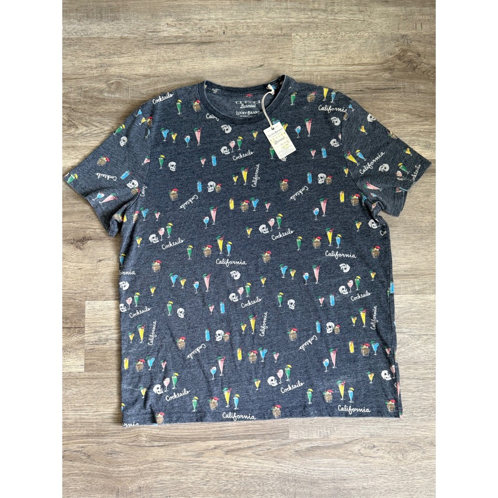 Lucky Brand Venice Burnout Cocktail Skull California Graphic Tee XL NWT